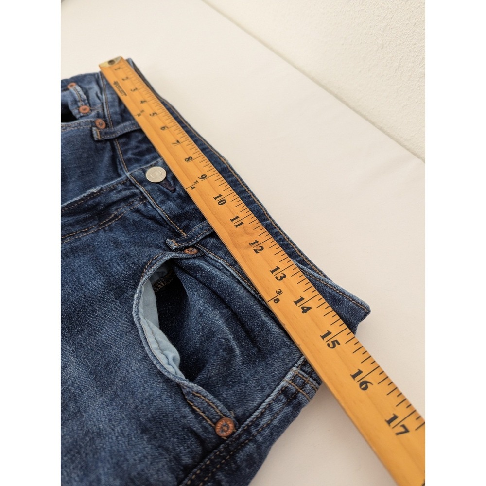 American Eagle Low Rise Baggy Wide Leg Jeans Blue Raw Hem Size 6 Regular Stretch - Picture 8 of 11